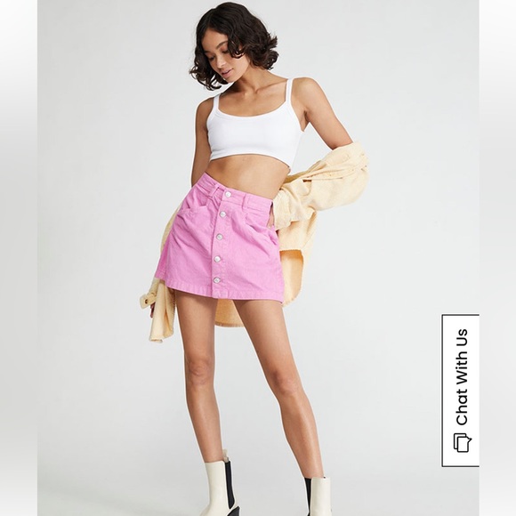 Free People Pink Ray Corduroy Mini Skirt | FP Hot Pink Skirt | NWOT - Picture 4 of 12
